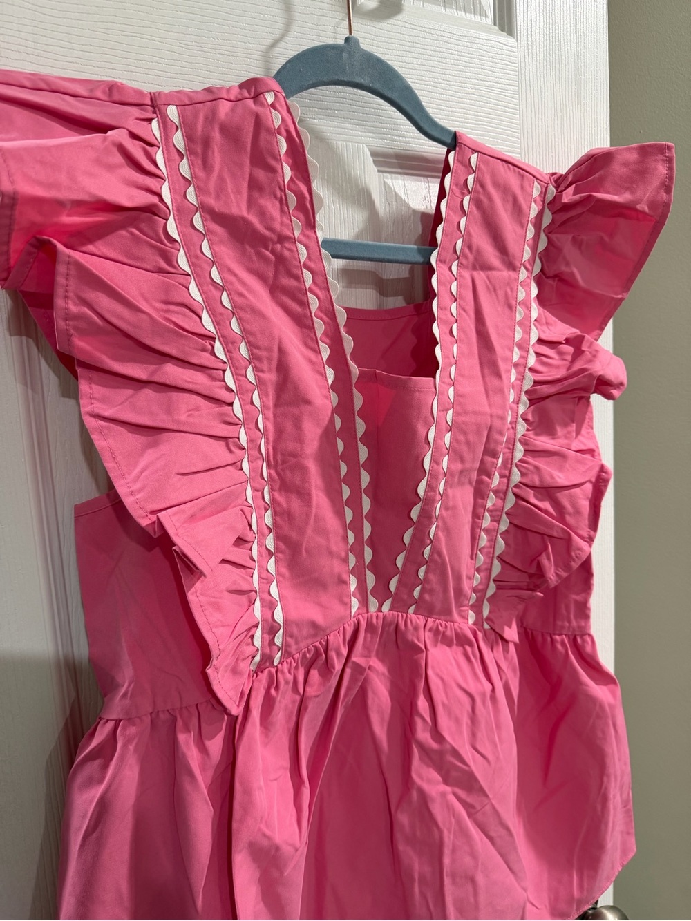 Pink & White Ricrac Ruffle Top - NWT - M - Picture 2 of 5